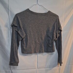 Gray Ribbed Women's Top